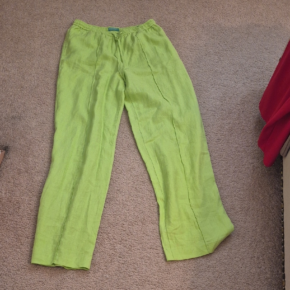 Vibrant Green Linen Pants